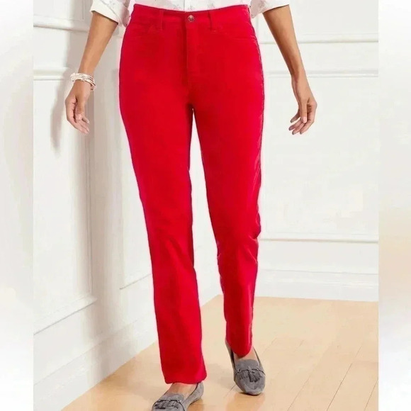 ❤️2/$50❤️[10]Talbot Coral Red Velveteen Straight  Pants - Picture 2 of 11